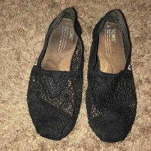 TOMS black crochet slip-on